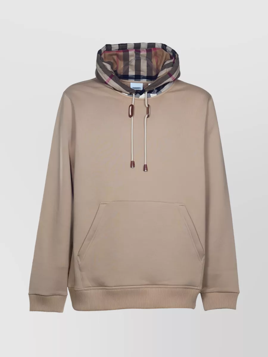 Shop Burberry Vintage Check Pattern Hooded Sweater In Cream