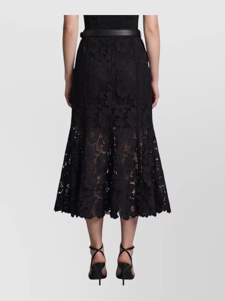 Self-Portrait Lace High-Rise Flared Midi Skirt
