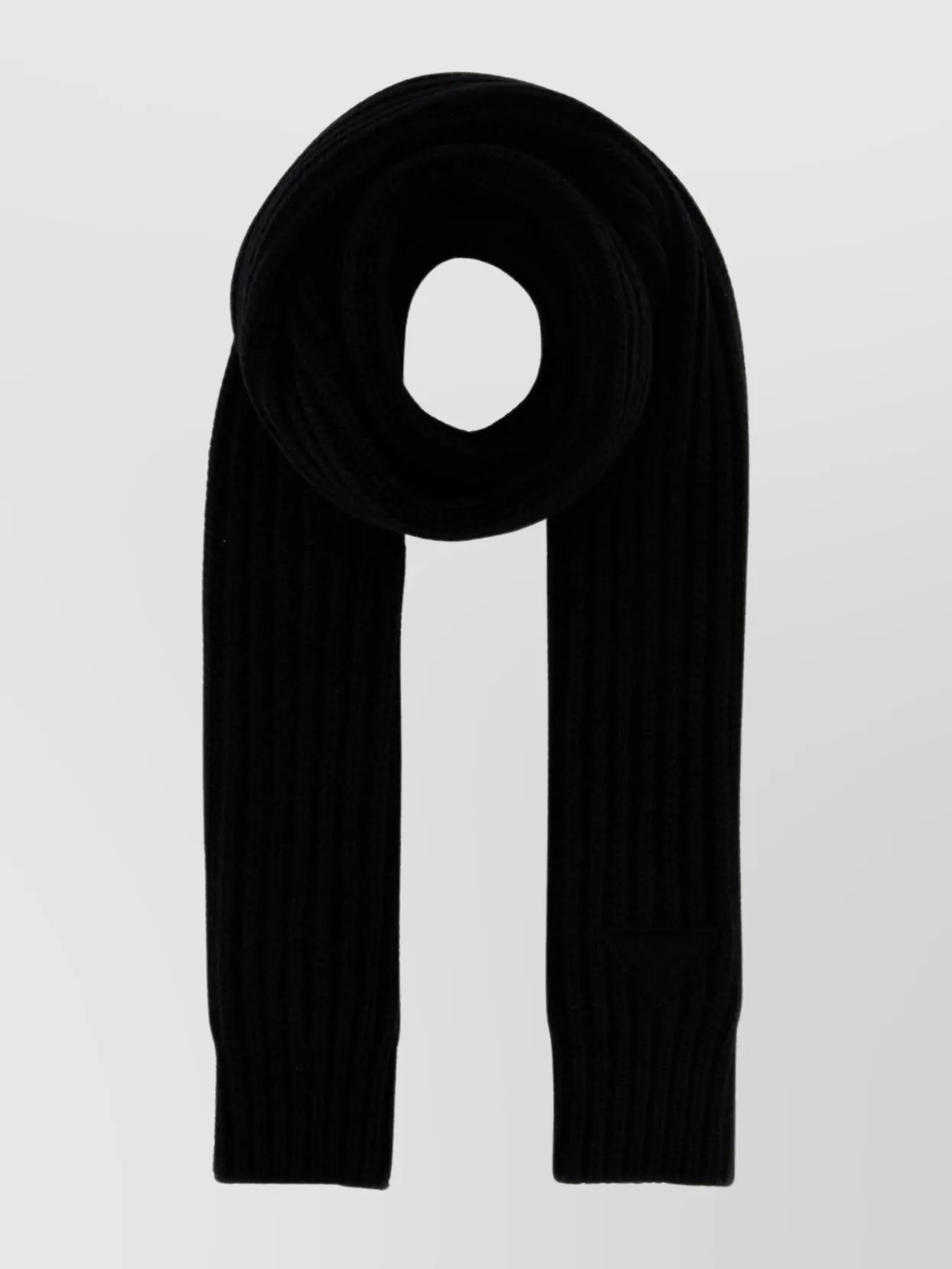 Shop Prada Wool Blend Knitted Scarf With Ribbed Texture