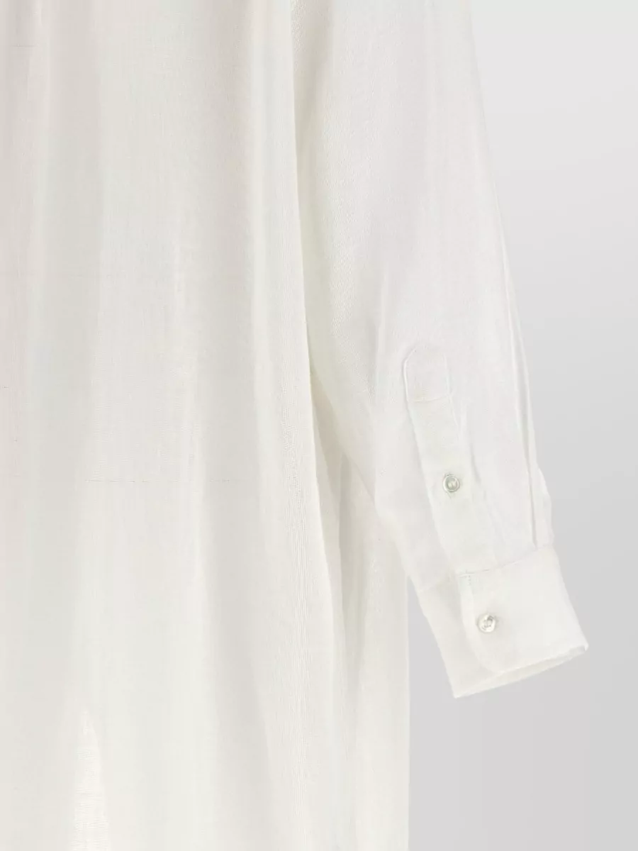 Polo Ralph Lauren Linen Blend Long-Sleeve Shirt Midi Dress