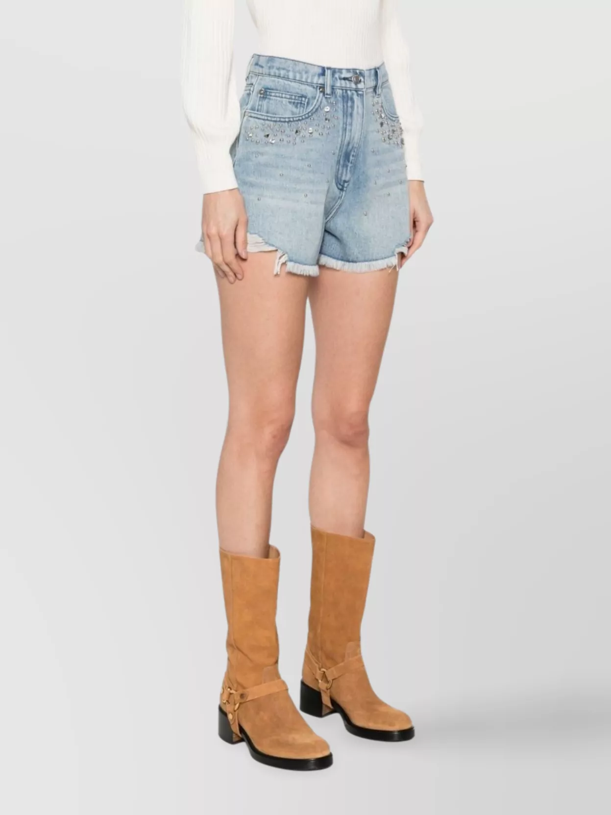 Iro Denim Cotton Shorts Belt Loops