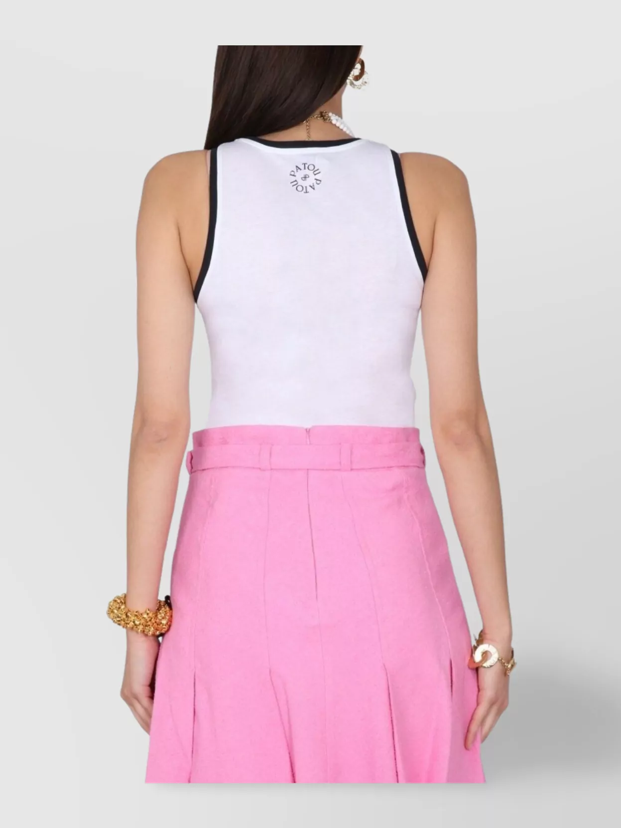 Patou Logo Racerback Sleeveless Tank Top In White