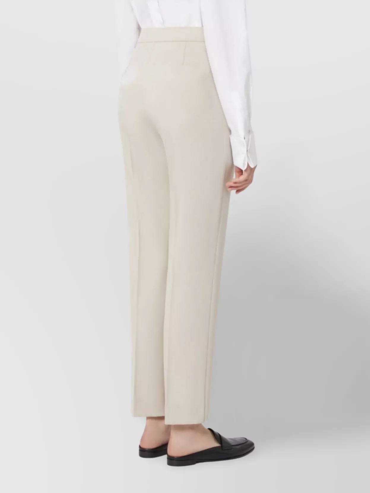 Max Mara Felice Straight Leg Trousers With Belt Loops In Neutral