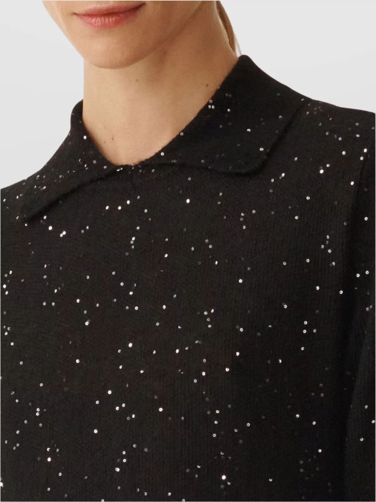 Fabiana Filippi Collared Sequin Polo Top