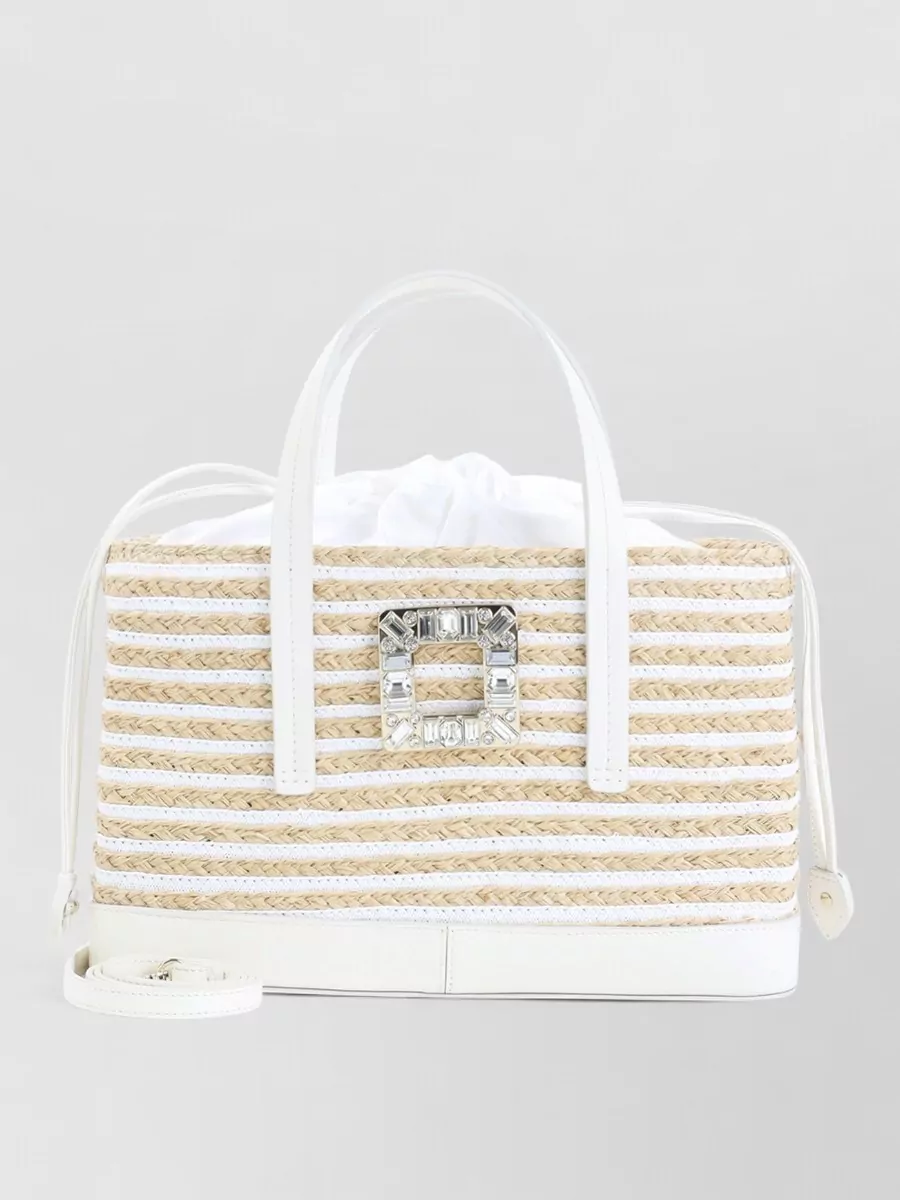 Roger Vivier Striped Straw Tote Bag
