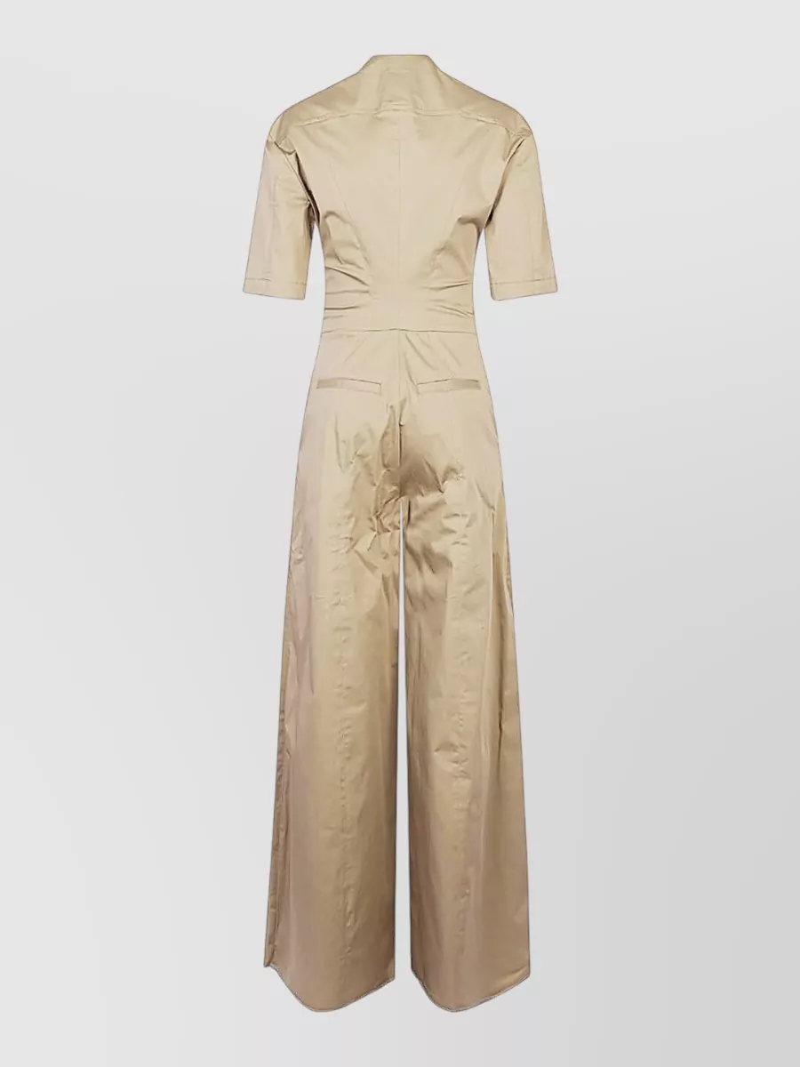 Thelatest Cotton Short-Sleeve Belted Jumpsuit