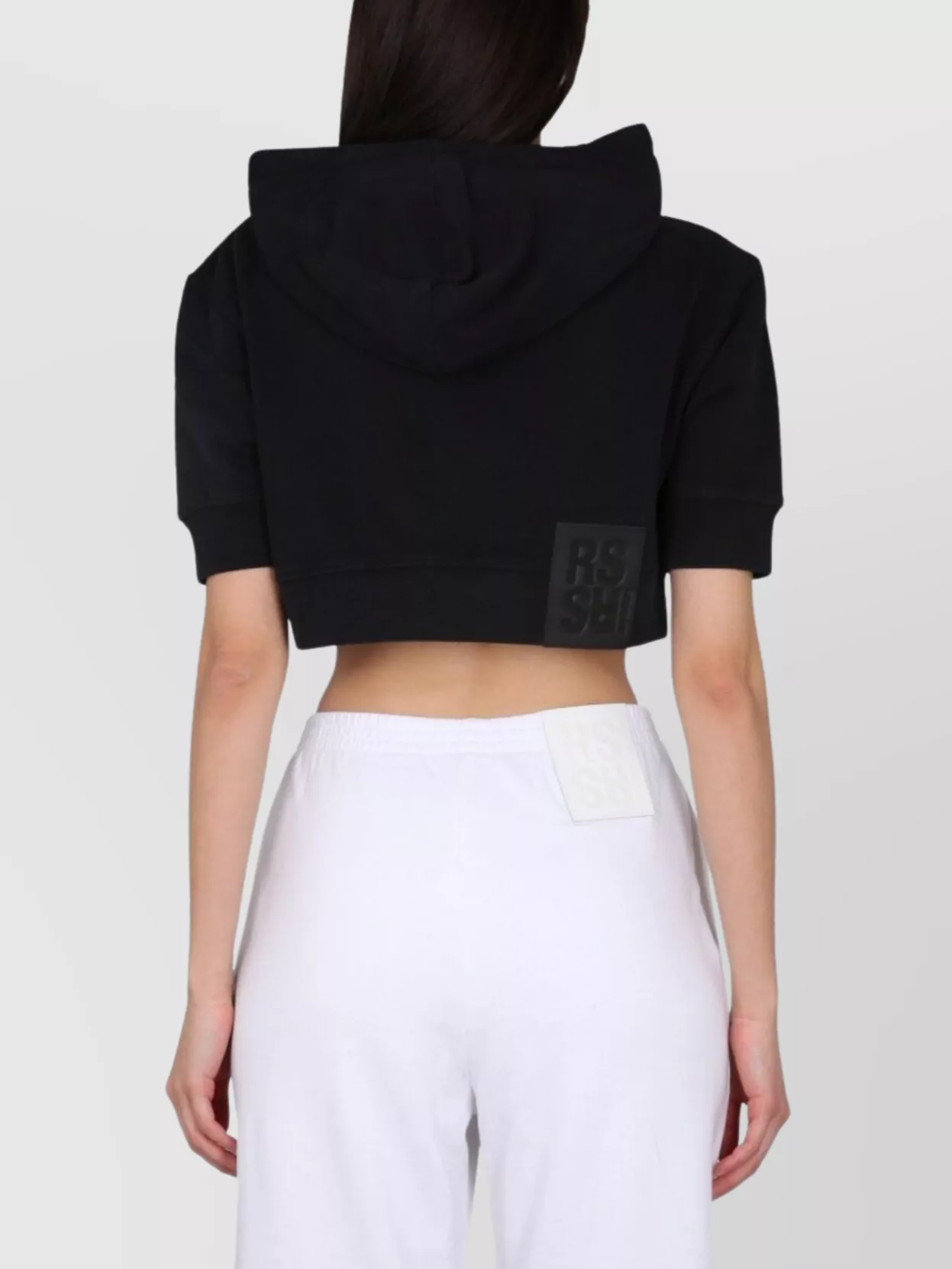 Raf Simons Embroidered Logo Hooded Cropped Sweatshirt