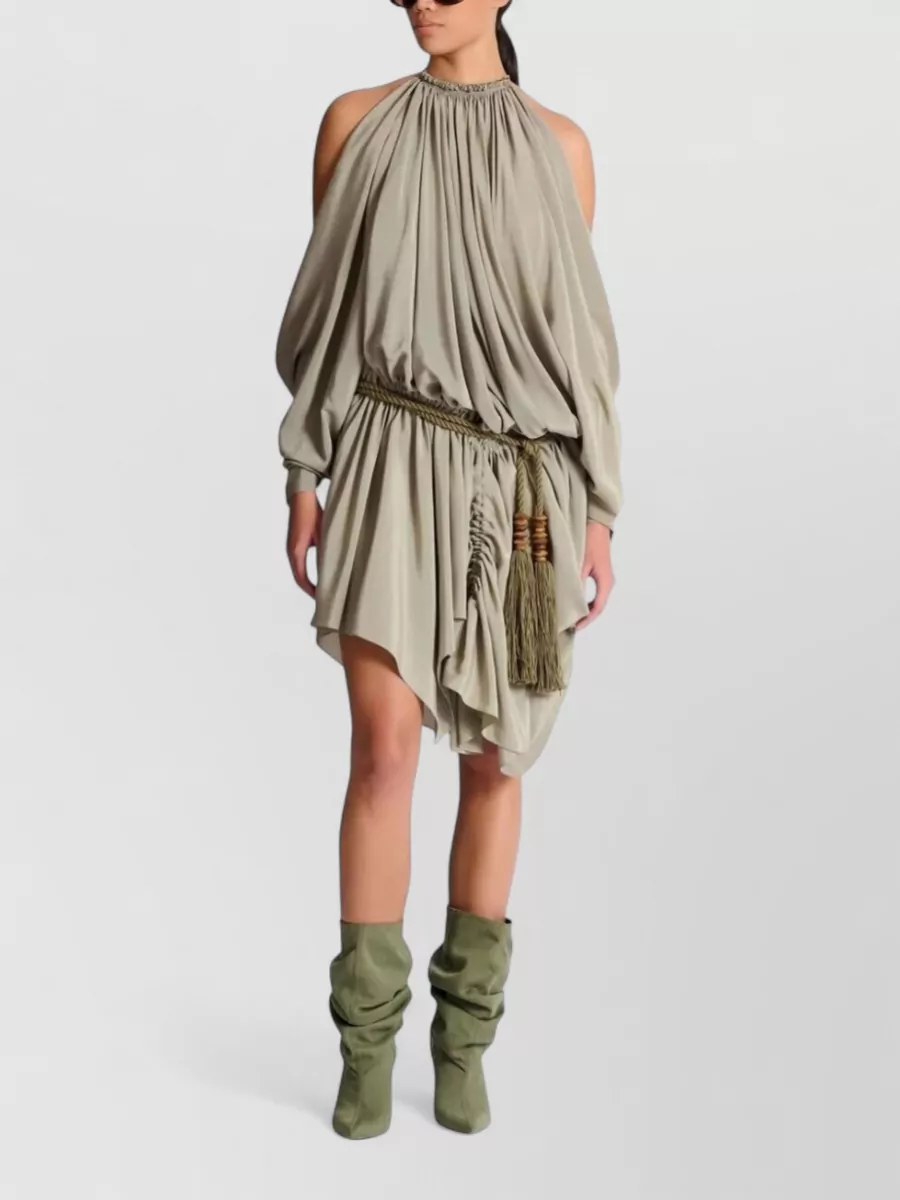 Balmain Silk One-Shoulder Mini Dress