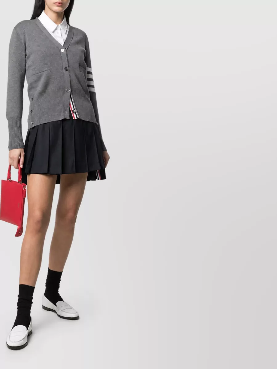 Thom Browne Wool Asymmetric Pleated Mini Skirt