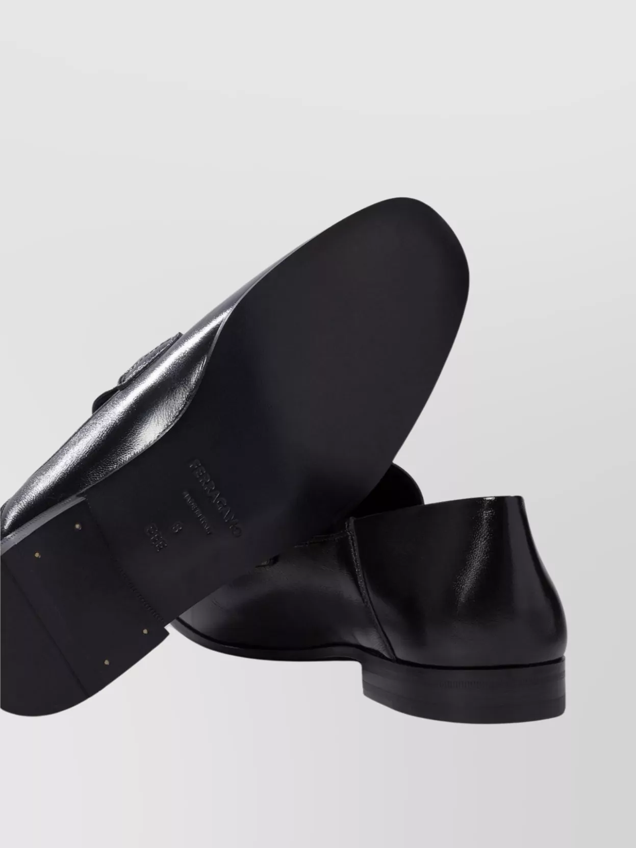 Ferragamo Black Gancini Ornament Mules