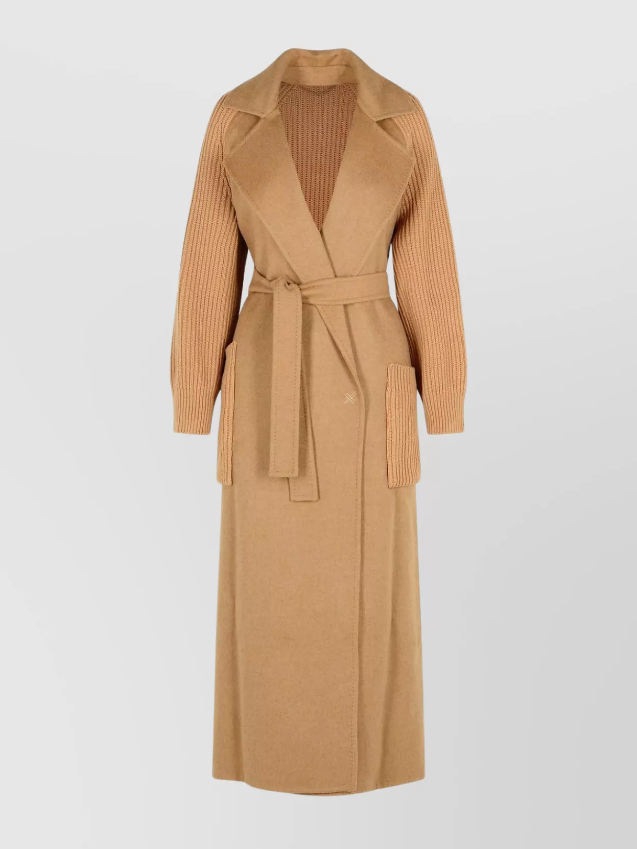 Max Mara Wrap Coat With Belt And Pockets In Brown