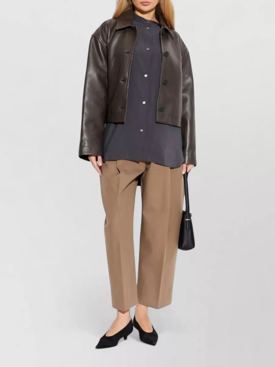 Studio Nicholson Hain Leather Jacket Collared Cropped Design