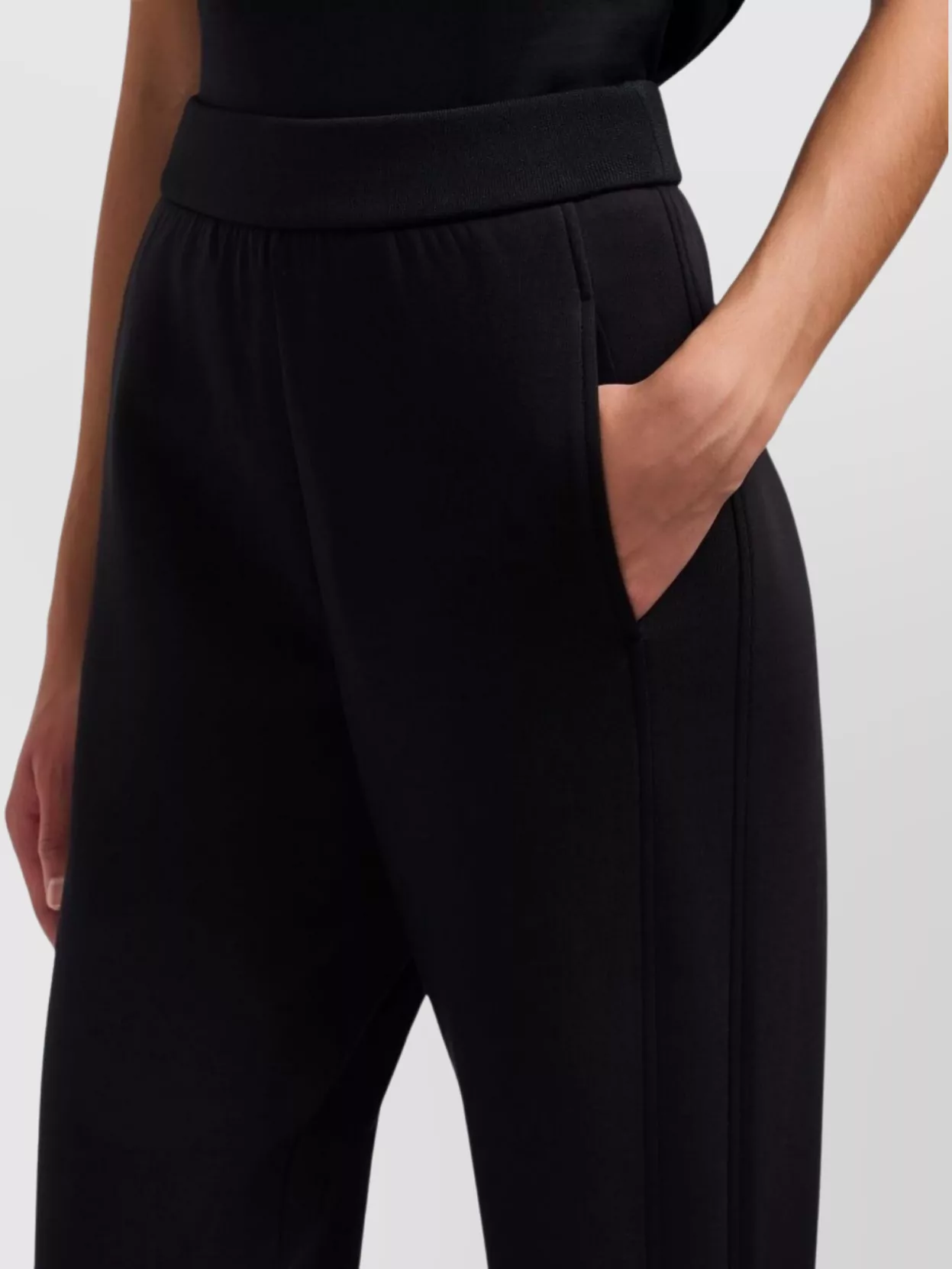 Emporio Armani Cotton Sweatpants With Elastic Waistband And Ribbed Ankles In Black