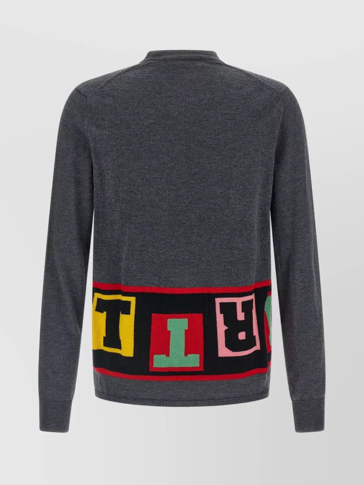 Comme Des Garçons Graphic Design Crew Neck Long Sleeve Sweater In Gray