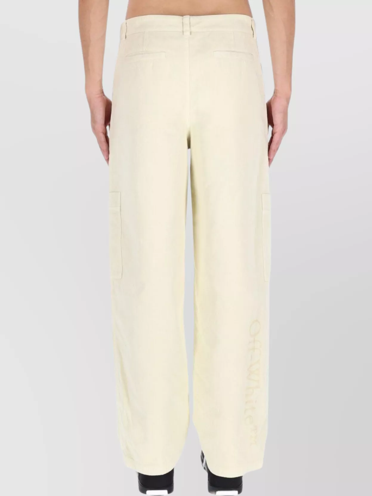 Off-White Straight Leg Cargo Trousers With Belt Loops