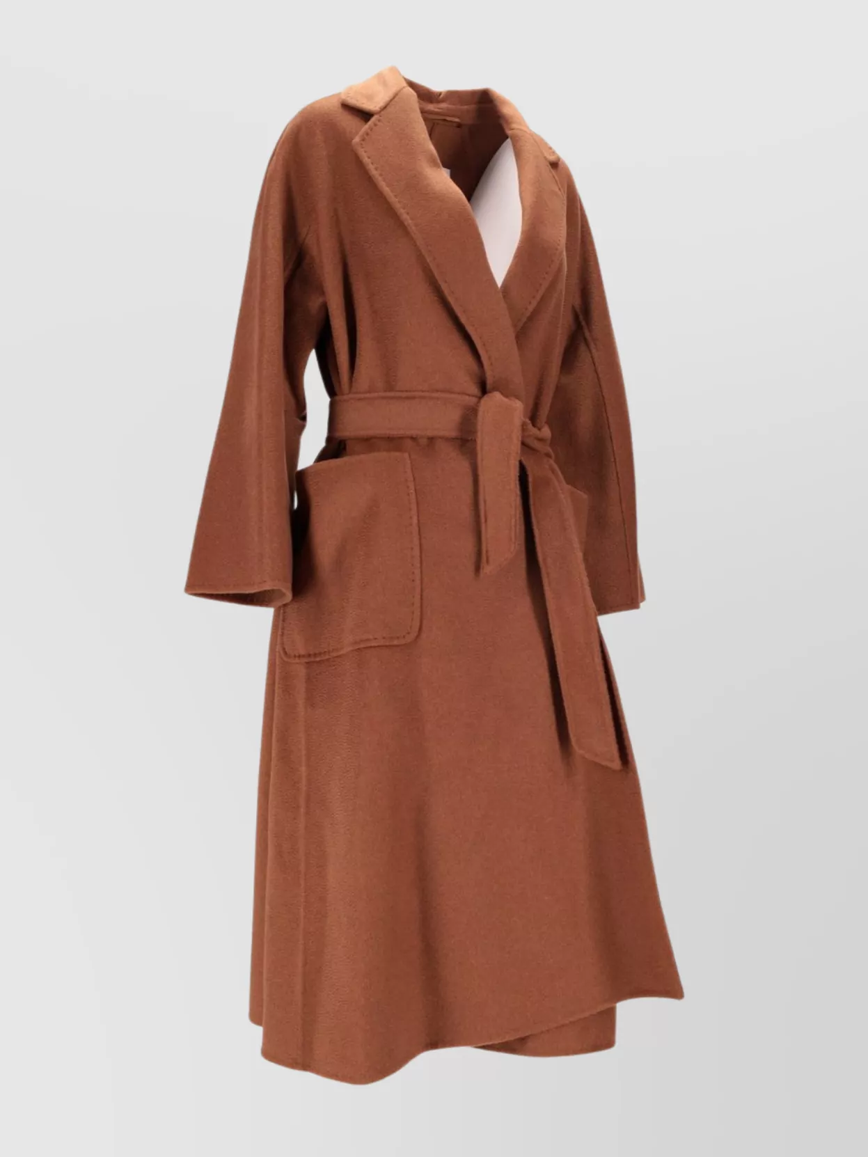 Max Mara Belted Long Sleeve Coat And Pockets