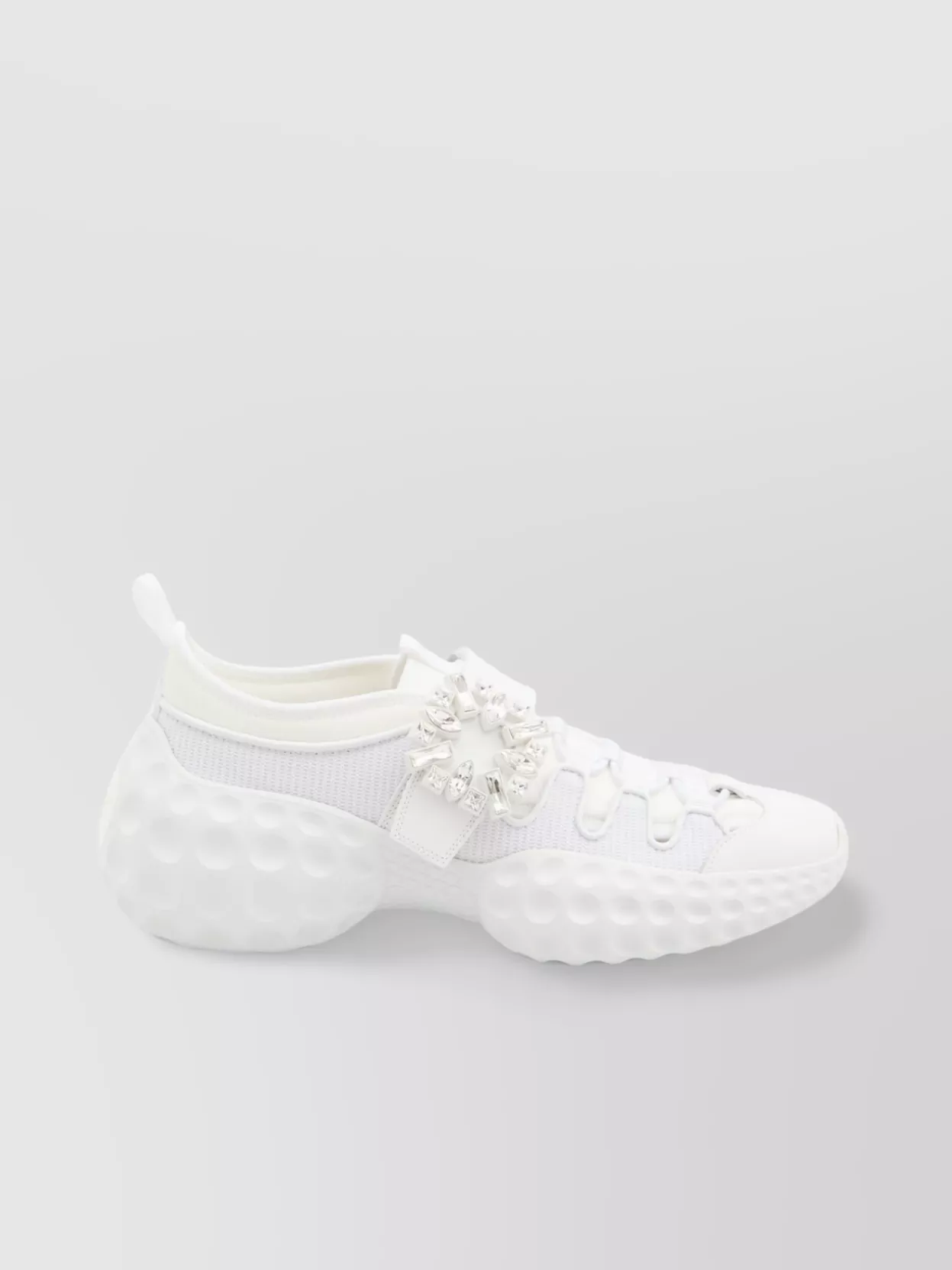 Roger Vivier Crystal Buckle Leather Sneakers