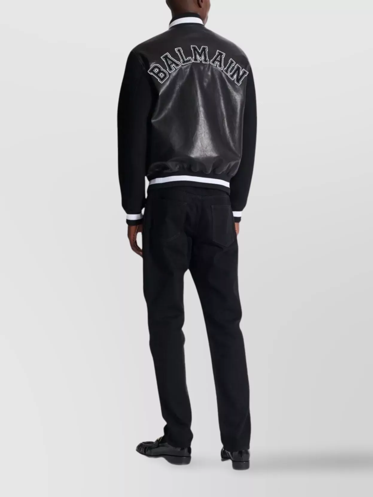 Balmain Varsity Bomber Jacket With Leather And Wool