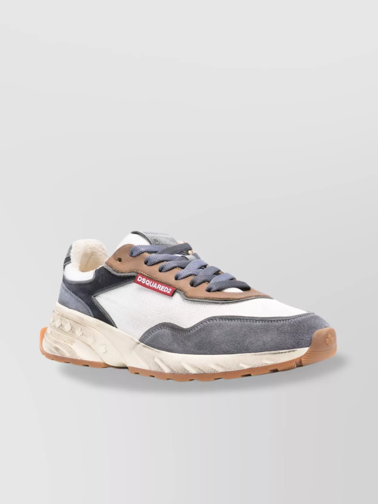 Dsquared2 Worn-in Leather And Mesh Sneakers