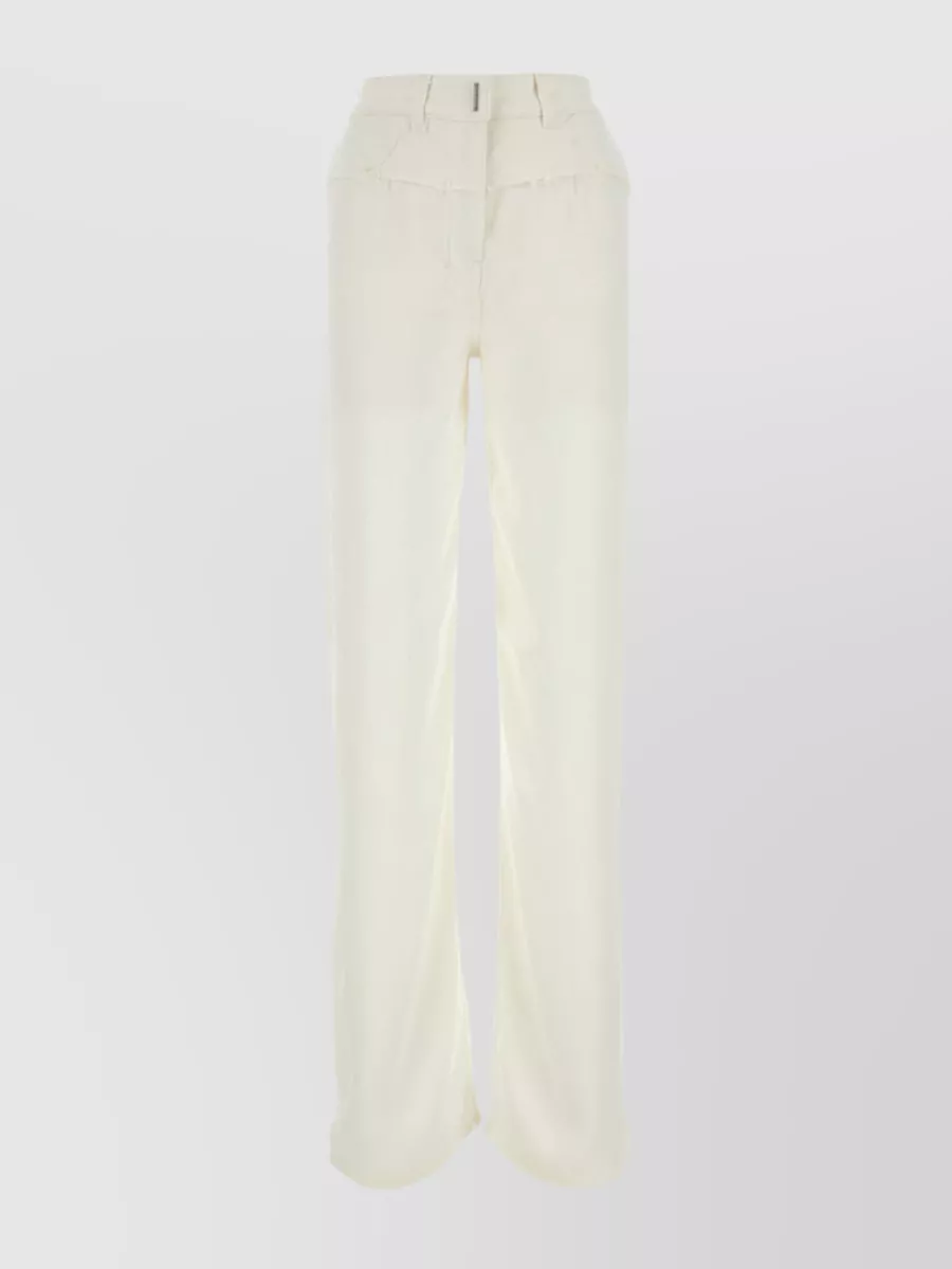 Shop Givenchy Viscose And Denim Wide-leg Trousers In Cream