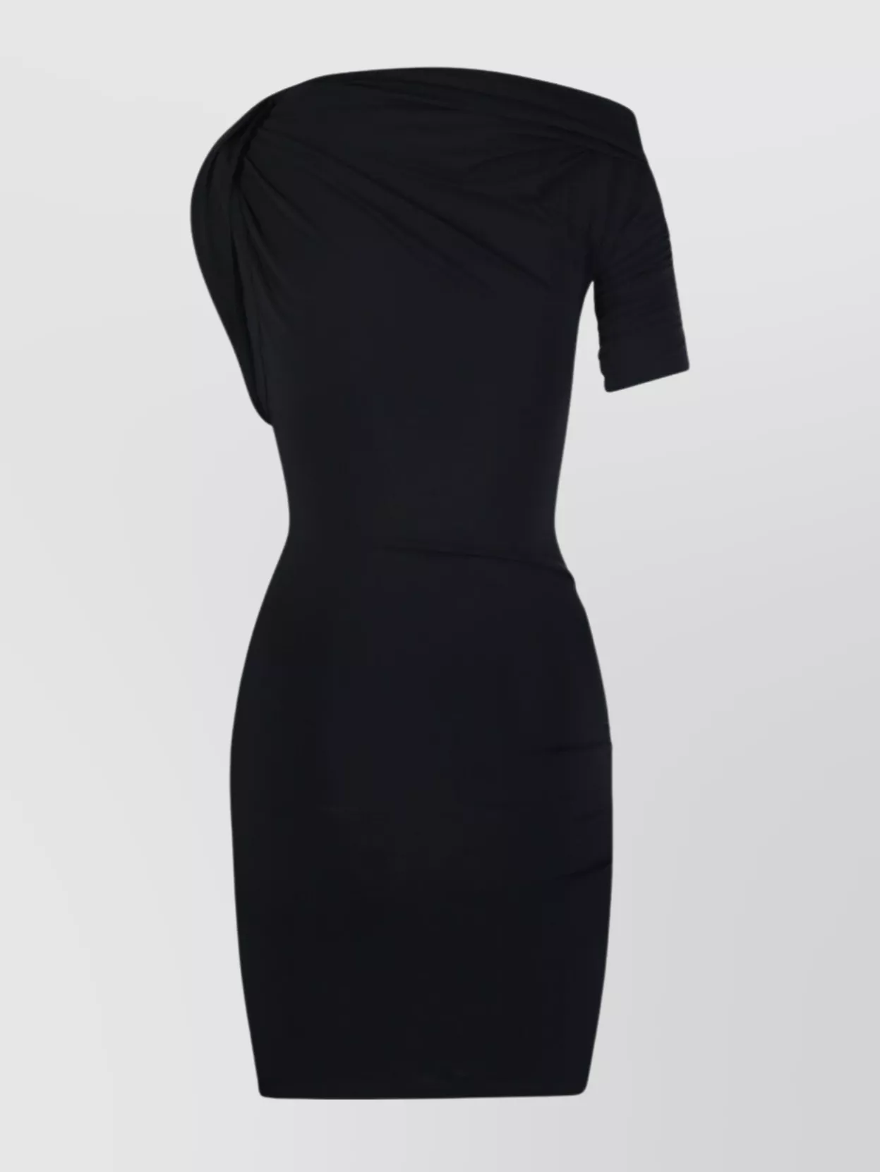 Jacquemus Draped One Shoulder Mini Dress In Black