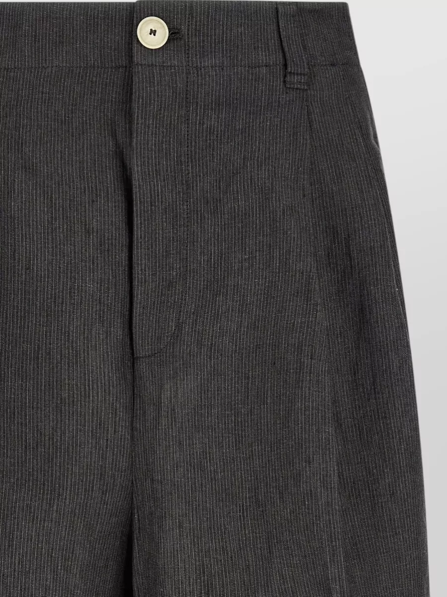 Jacquemus Linen Micro-Striped Wide-Leg Mid-Rise Bermuda Shorts