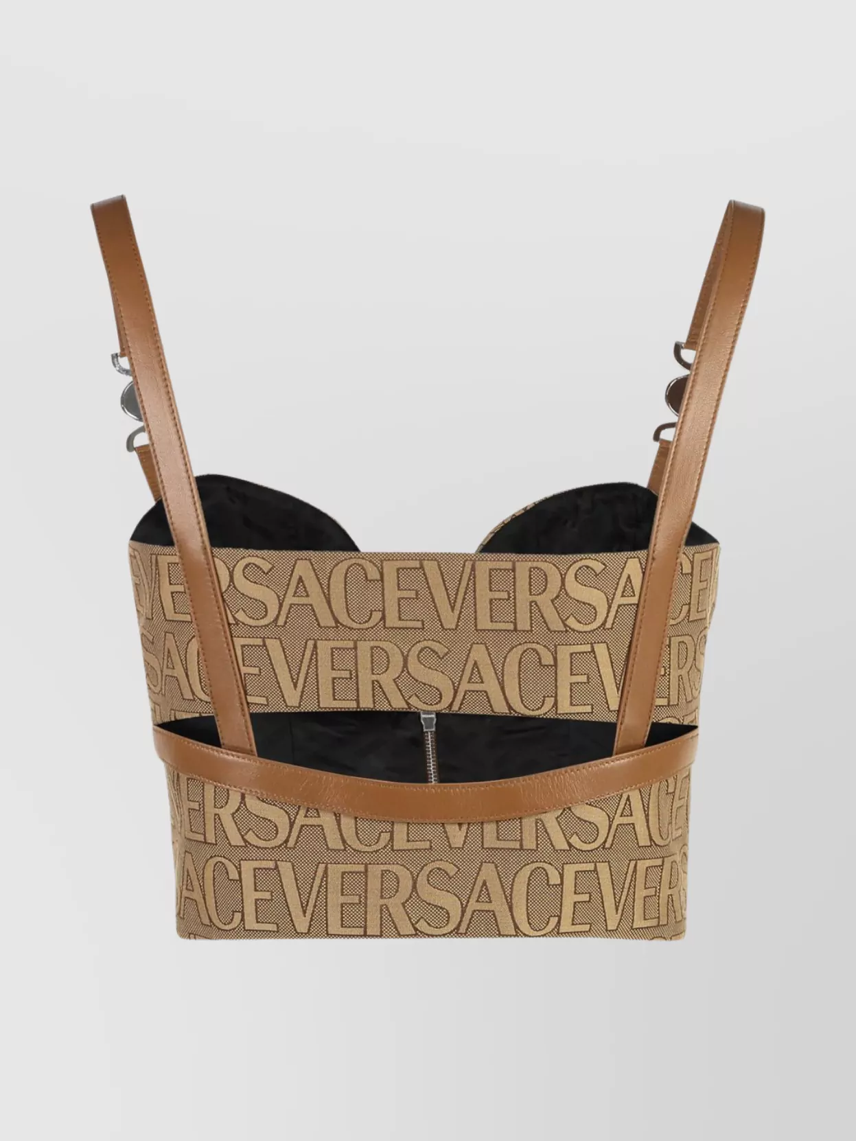Versace Structured Leather Corset Top With Metal Hardware