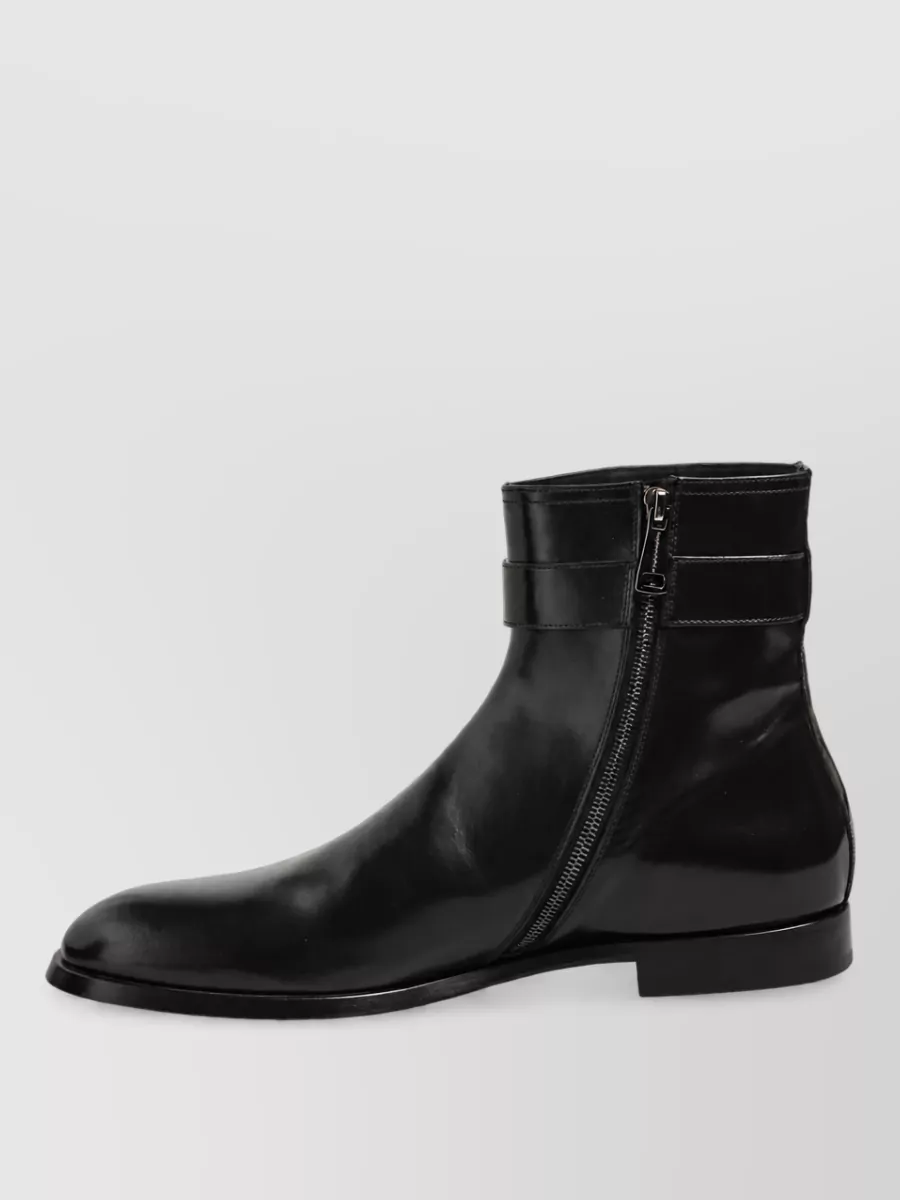 Dolce&Gabbana Leather Buckle Mid Calf Boots