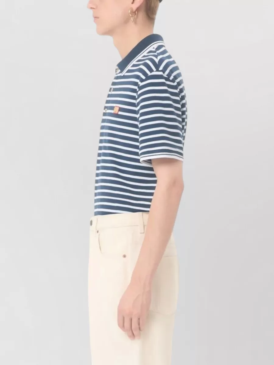 Valentino Garavani Vlogo Patch Cotton Piqué Striped Polo