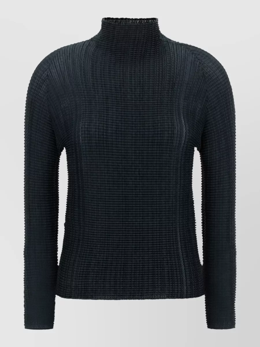 Issey Miyake Pleated high-neck long-sleeve blouse
