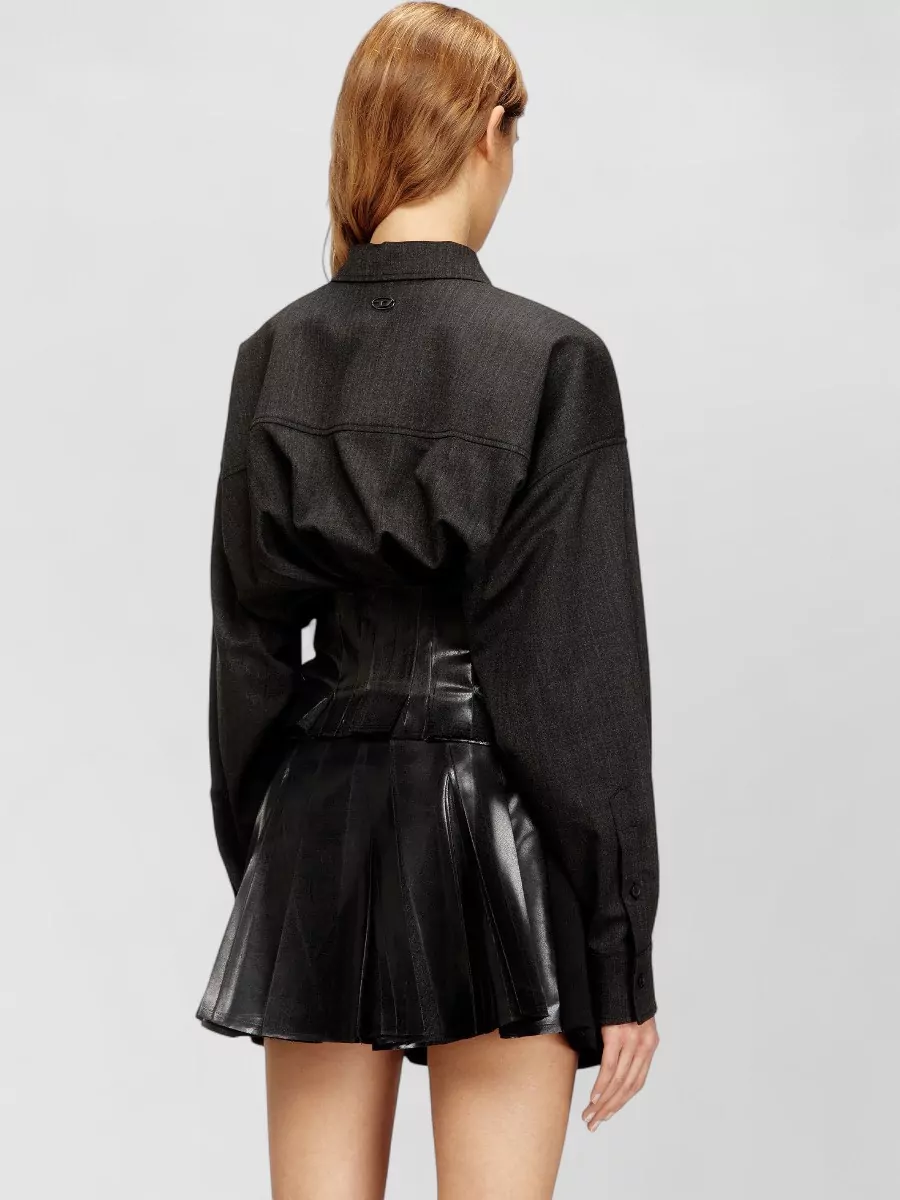 Diesel Ribbed Virgin Wool Blend Fitted Jacket