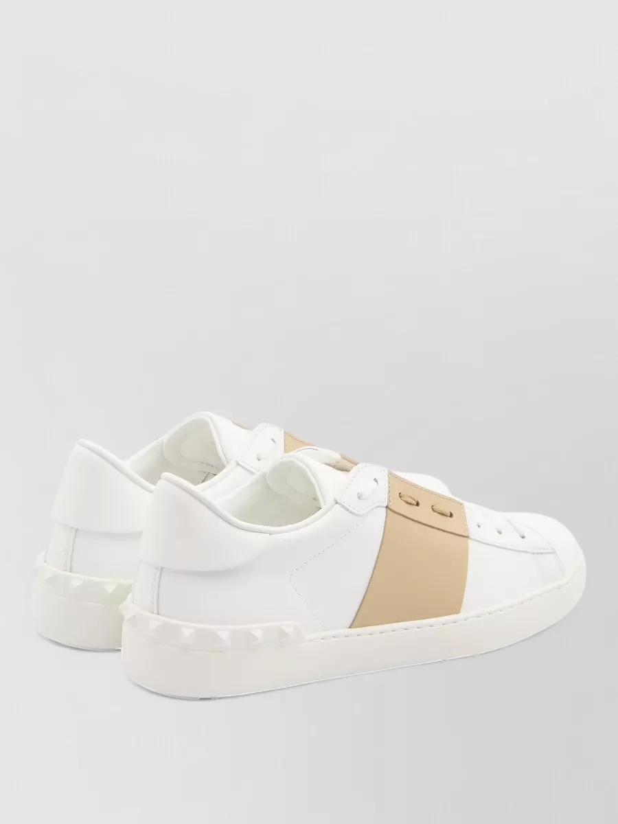 Valentino Garavani Rockstud Sole Leather Sneakers Open Design