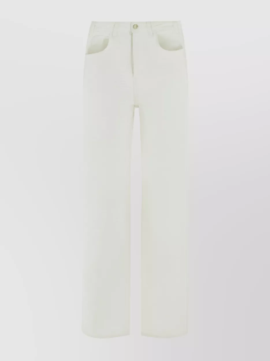 Chloé High-waisted Denim Trousers Wide Leg Cut In White