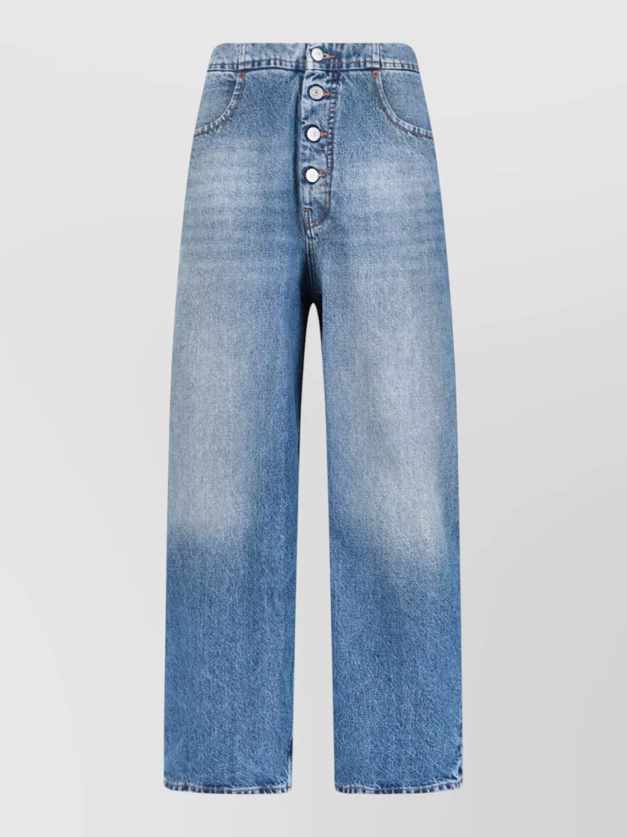 Mm6 Maison Margiela Straight Trousers Belt Loops Back Pockets In Blue