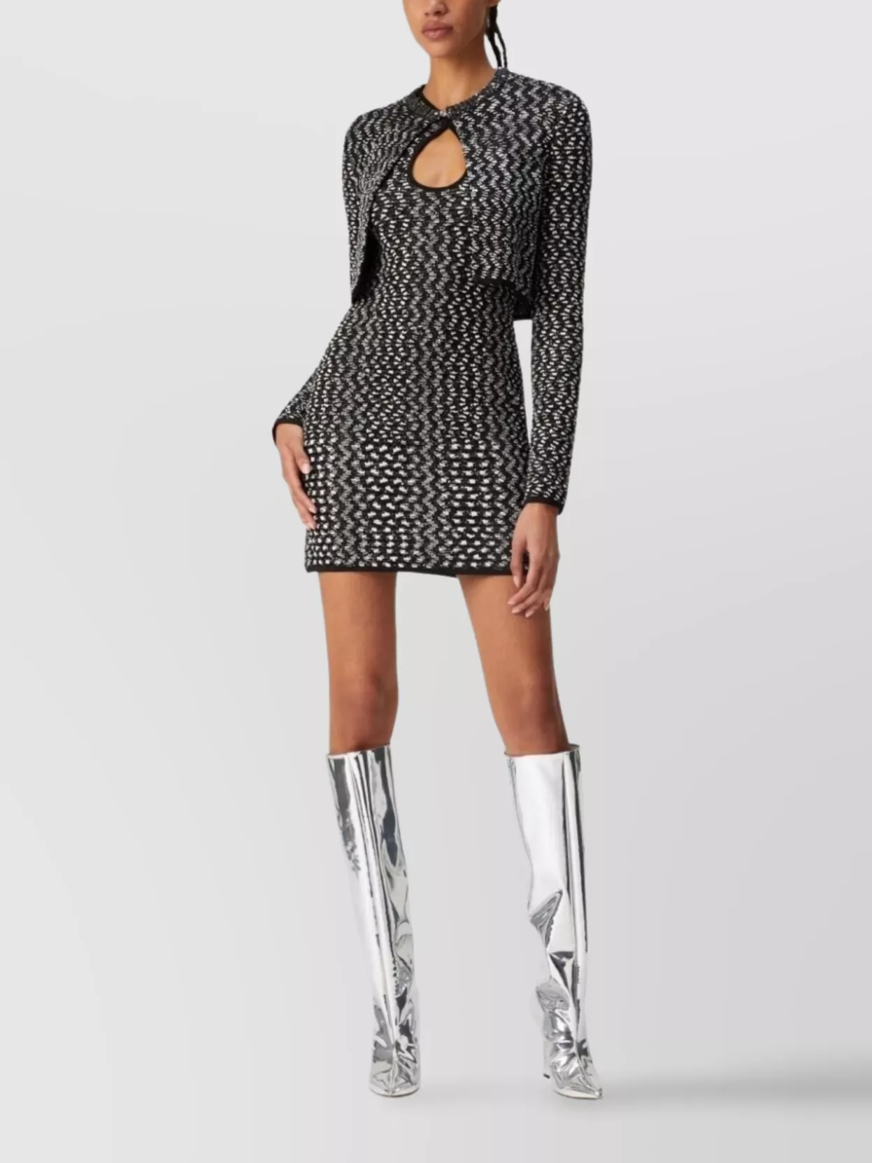 Missoni Textured Knitwear Cropped Cardigan Set In Black