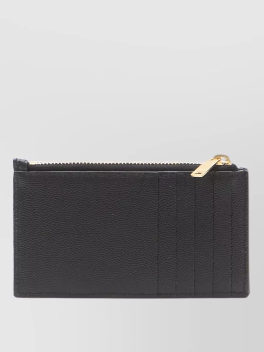 Saint Laurent Cassandre Chevron Leather Zip Cardholder