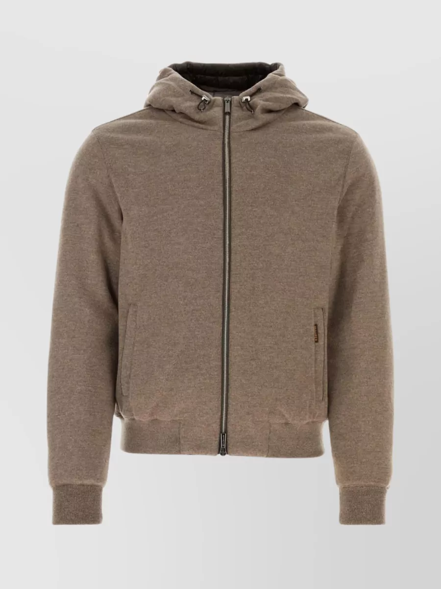Shop Moorer Blend Wool Brigno Down Jacket With Hood In Brown