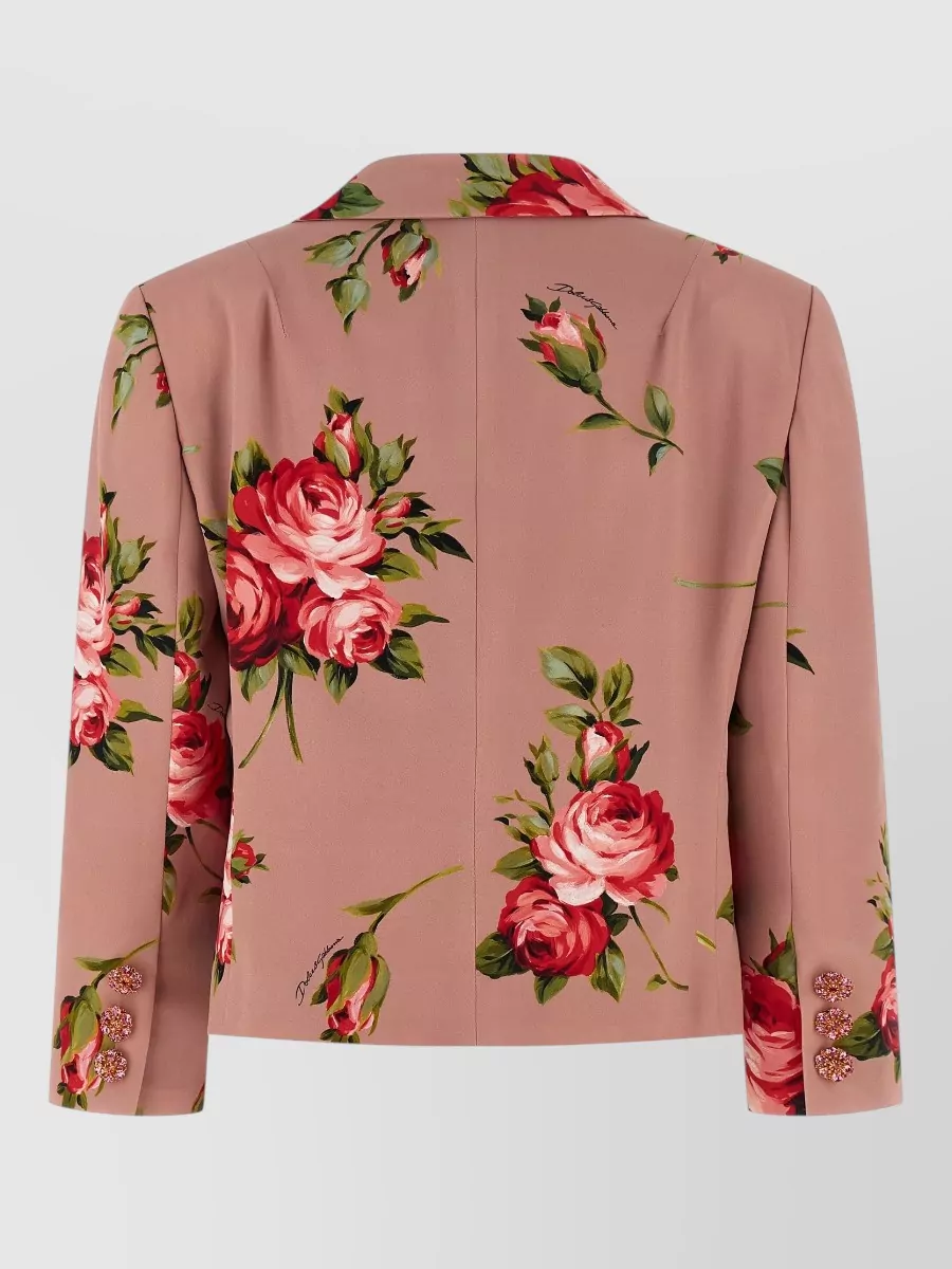 Dolce&Gabbana Silk Floral-Print Cropped Single-Breasted Blazer