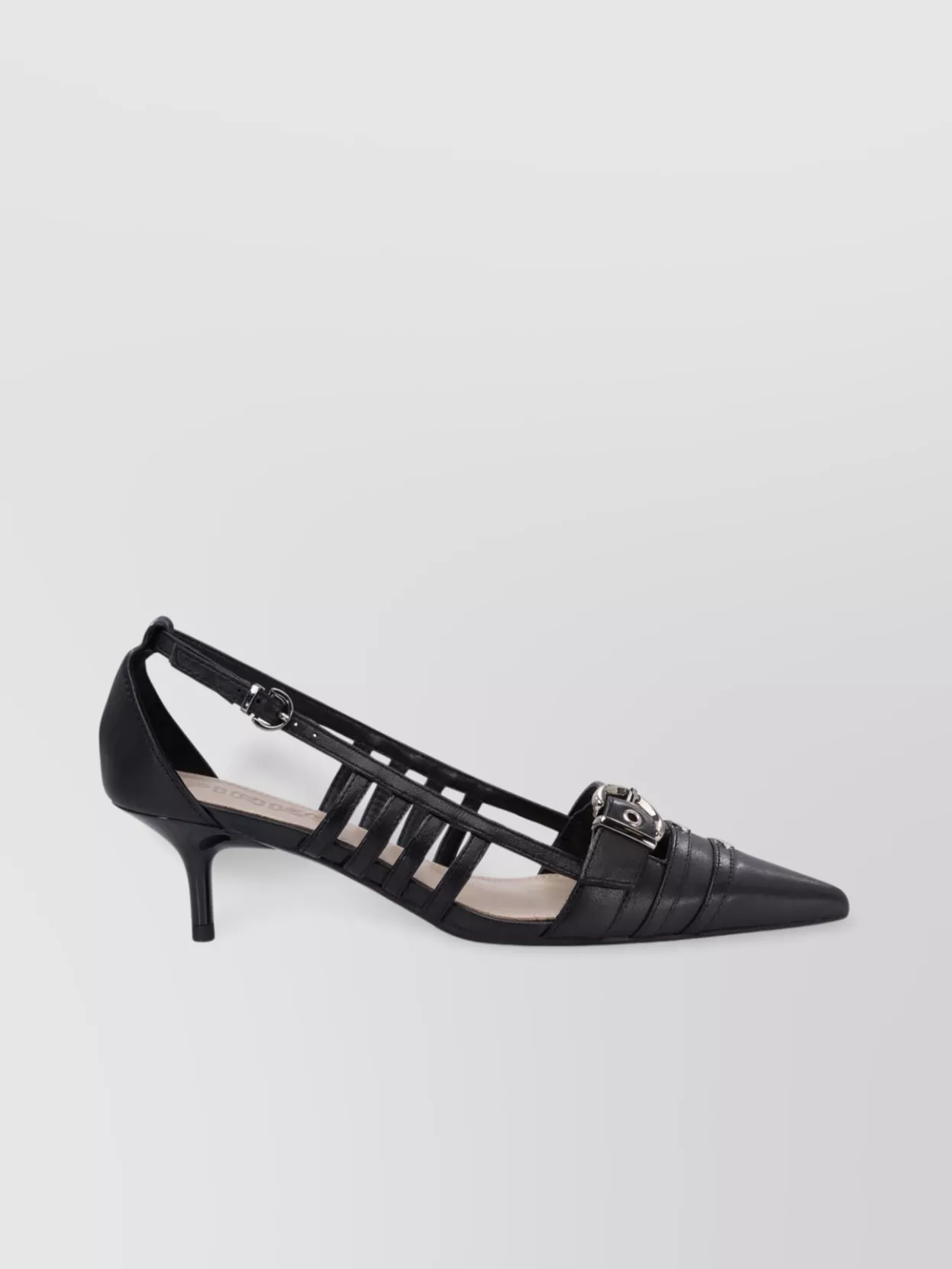 Pinko Black Mid-heel Pumps With Stylish Cutouts And Buckle Detail