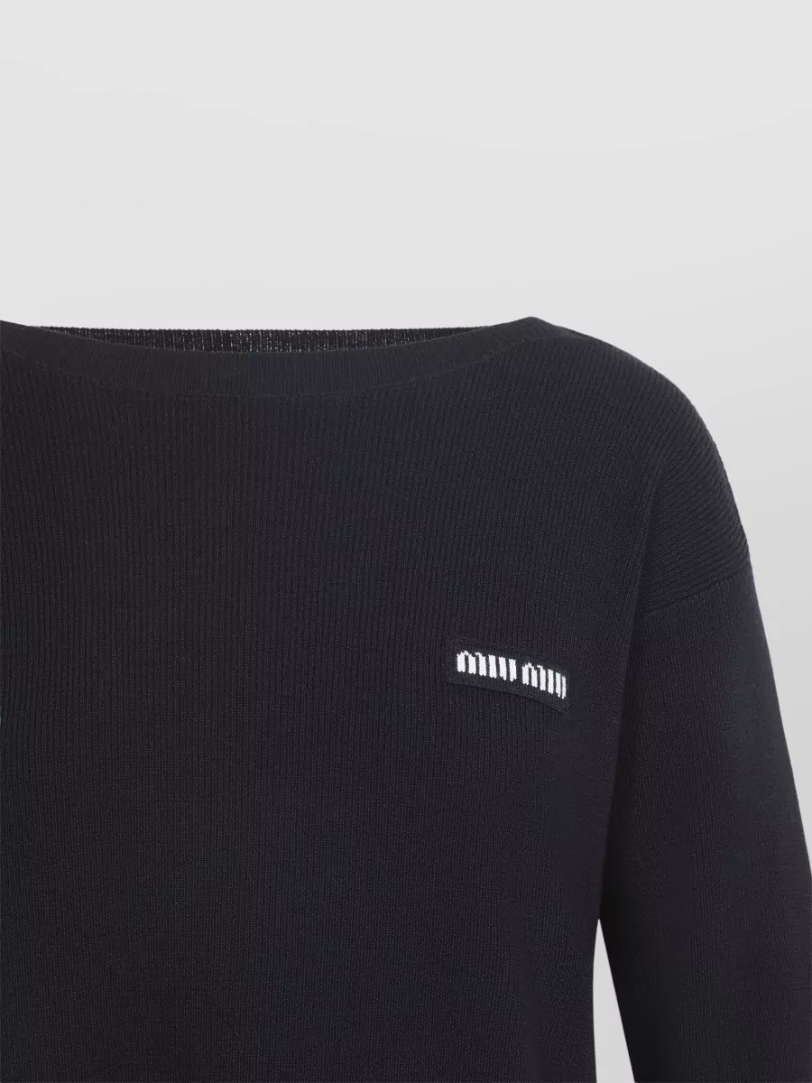 Miu Miu Wool Ribbed Oversized Boat Neck Sweater