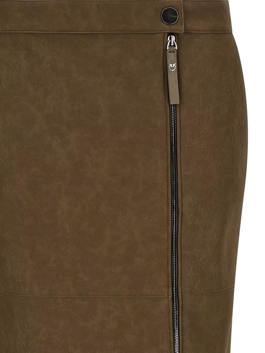 Pinko Leather Asymmetric-Zip Pencil Skirt