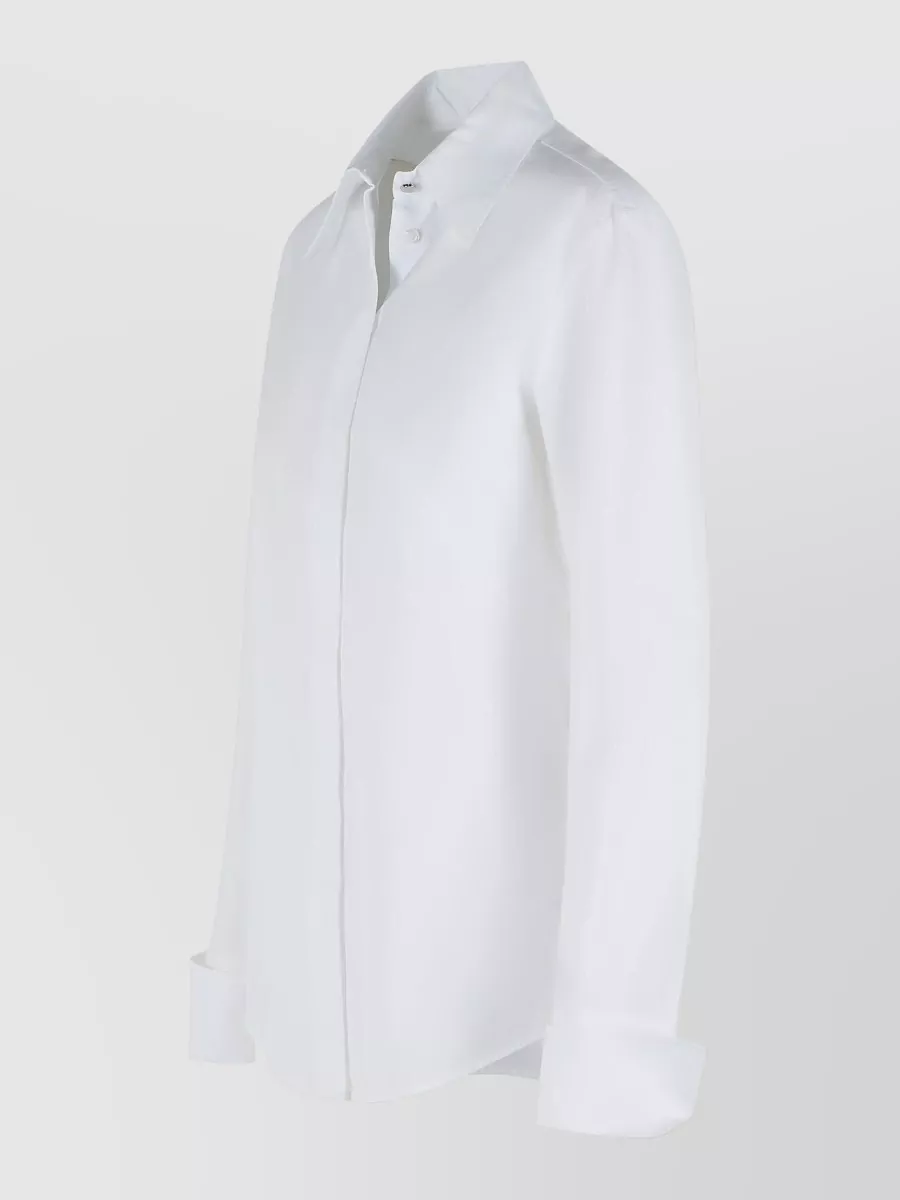 Sportmax Cotton Shirt Collared Neck Cuffed Long Sleeves
