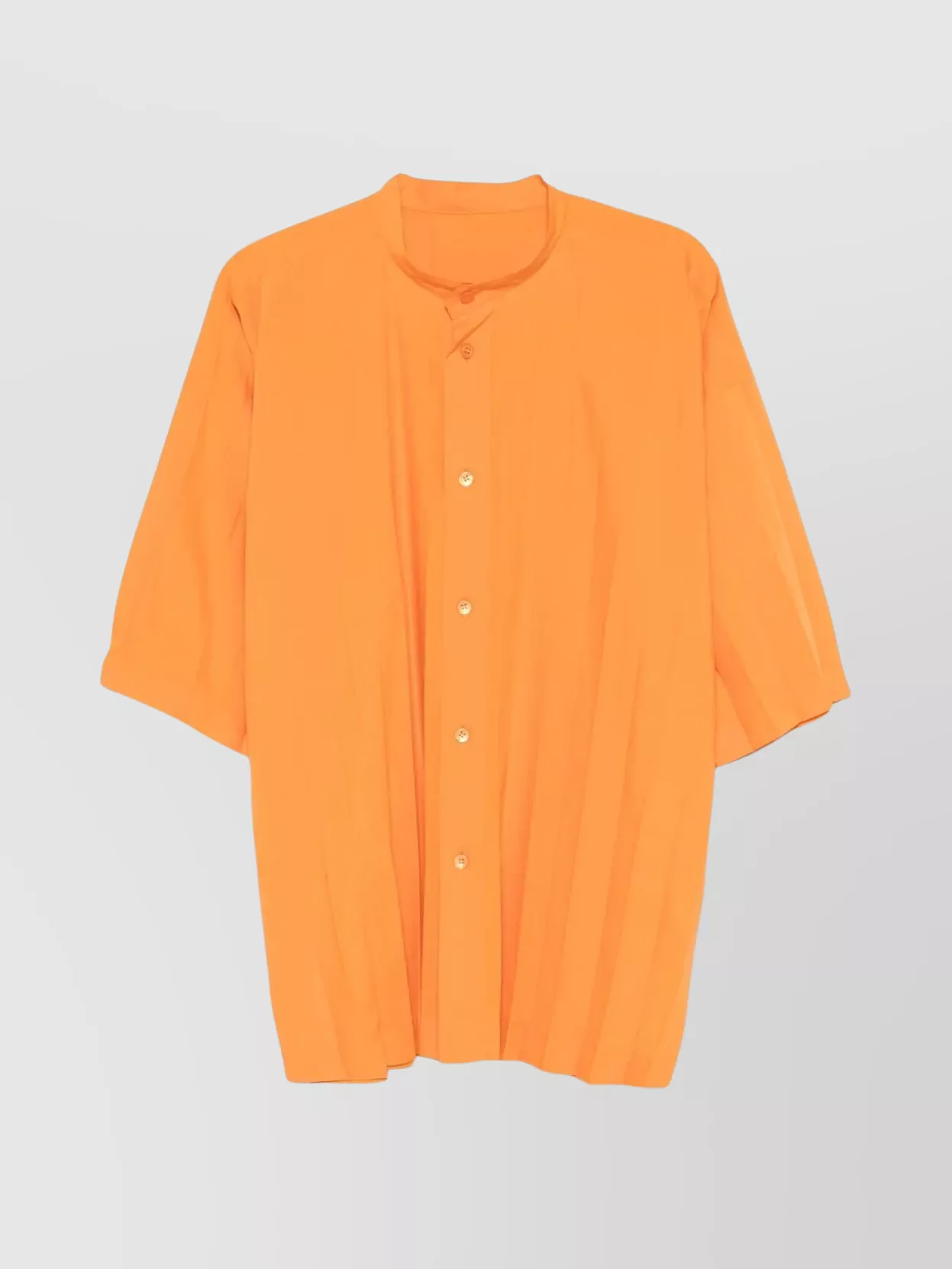 Homme Plisse Issey Miyake Modern Mandarin Collar Half Sleeve Shirt