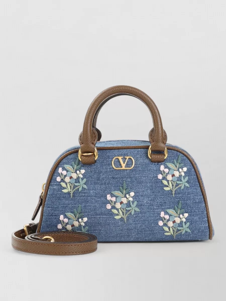 Valentino Garavani Vlogo Signature Mini Denim Embroidered Top Handle Bag