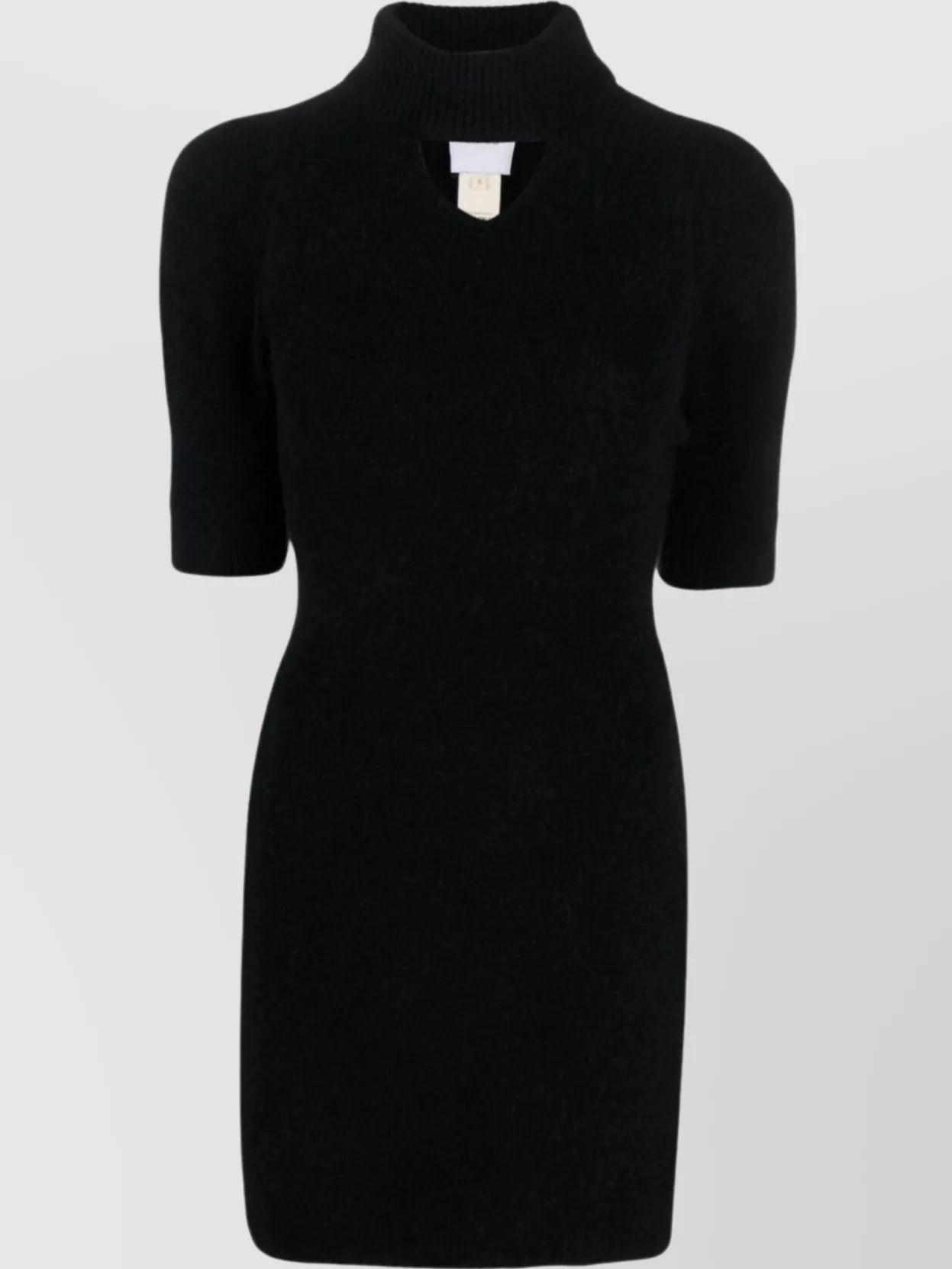 Shop Patou Knit Mock Neck Cut-out Dress In Black