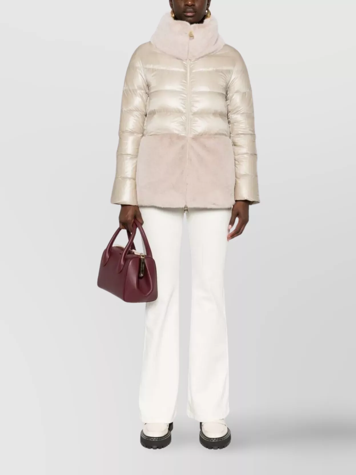Herno Lightweight Nylon And Fur Cape