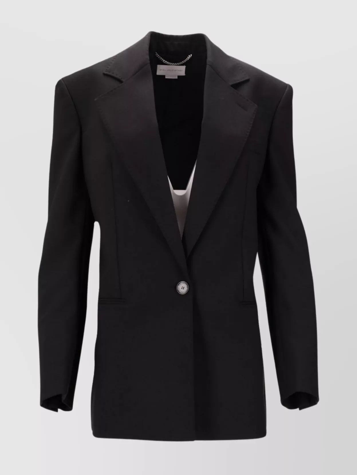 Stella Mccartney Tailored Canvas Jacket Notched Lapels In Black