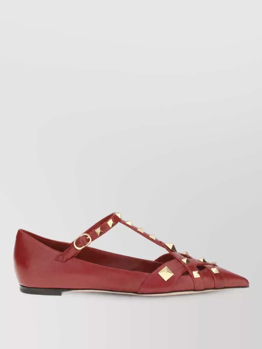 Valentino Garavani Leather Studded Ballerina Shoes