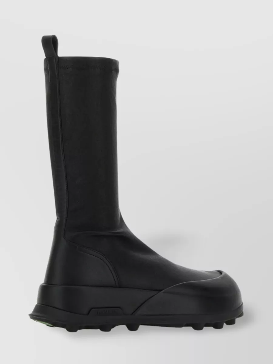Shop Jil Sander Chunky Sole Leather Boots In Black