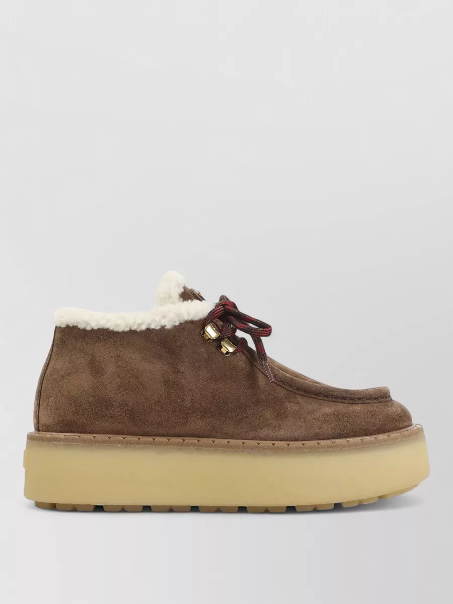 Prada Suede Lace-Up Ankle Boots
